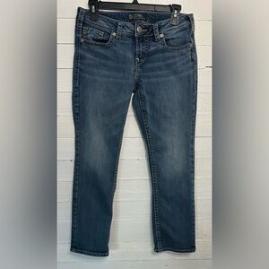 Silver Aiko Mid Capris, women’s 29w/23l dark wash. Excellent condition.